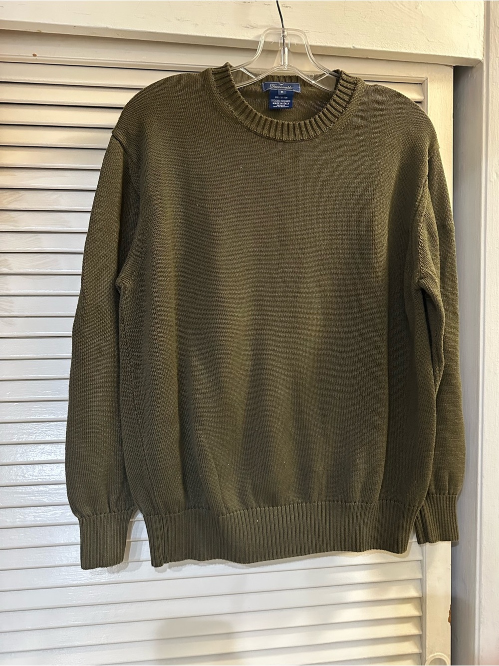 Faconnable Men's Olive Green Crewneck Sweater